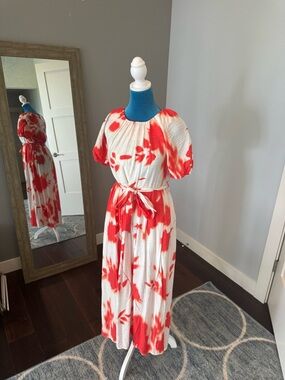 Simply Vera White Maxi Dress with Poppy Red Floral Print